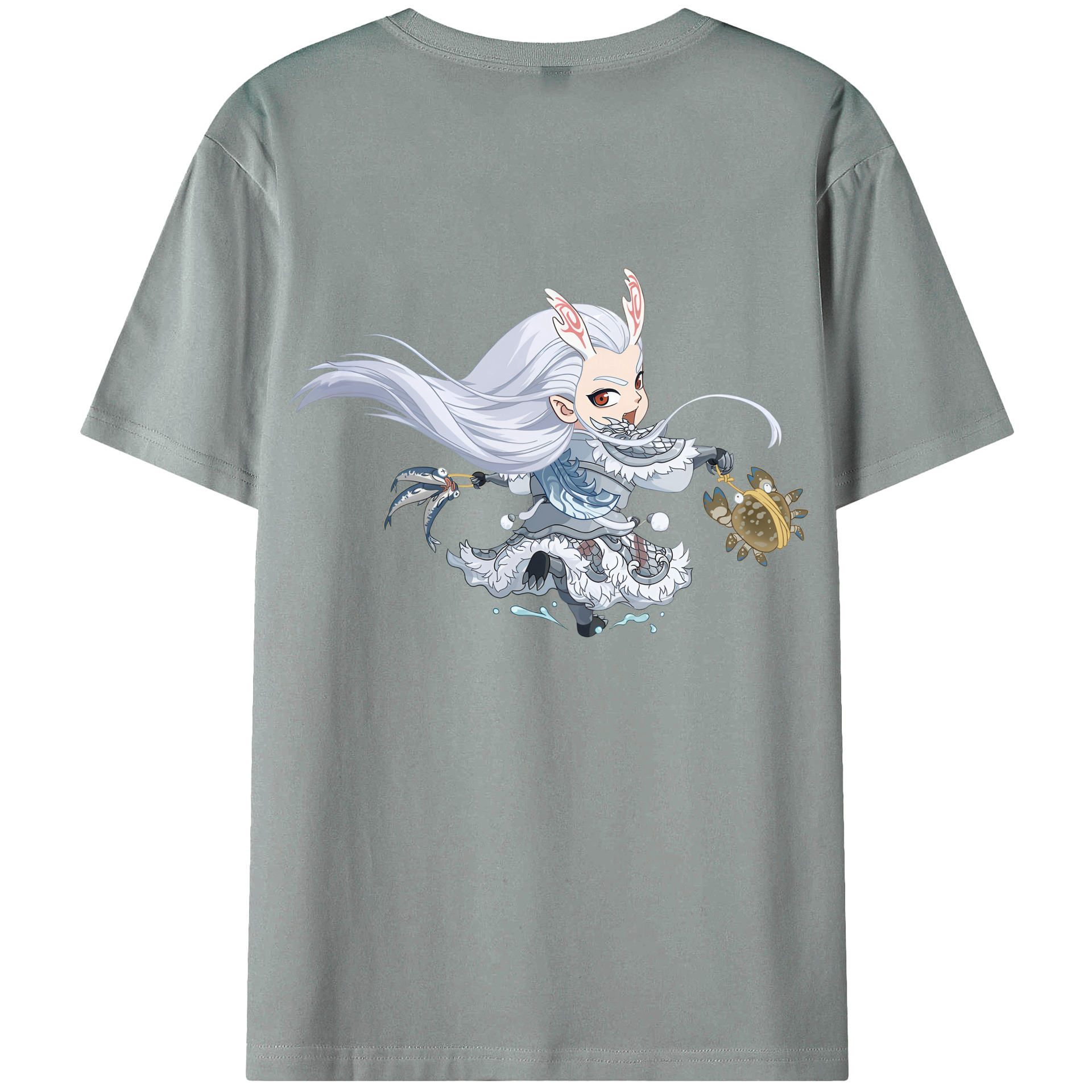 （画像用） Ne Zha 2 ナタ 魔童の大暴れ 綿100％ メンズ半袖Tシャツ（バックプリント） 通気性